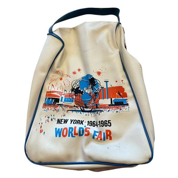 Vintage Other - Vintage Vinyl New York World’s Fair Zippered Tote Bag 1964-65 White Blue Red